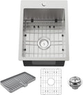 Small Kitchen Sink, 15x20 Inch Bar Sink Stainless Steel Drop In Small Kitchen by FAUENPEEY