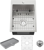 Small Kitchen Sink, 15x20 Inch Bar Sink Stainless Steel Drop In Small Kitchen by FAUENPEEY