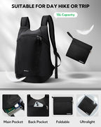WATERFLY Foldable Lightweight Hiking Backpack: 15L Packable Traveling Daypack - Image 3