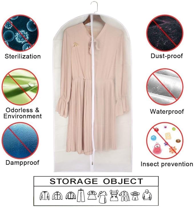 Dress Bags for Hanging Clothes 24'' x 54'' Long Dress Hanging Garment Bag White - Image 4