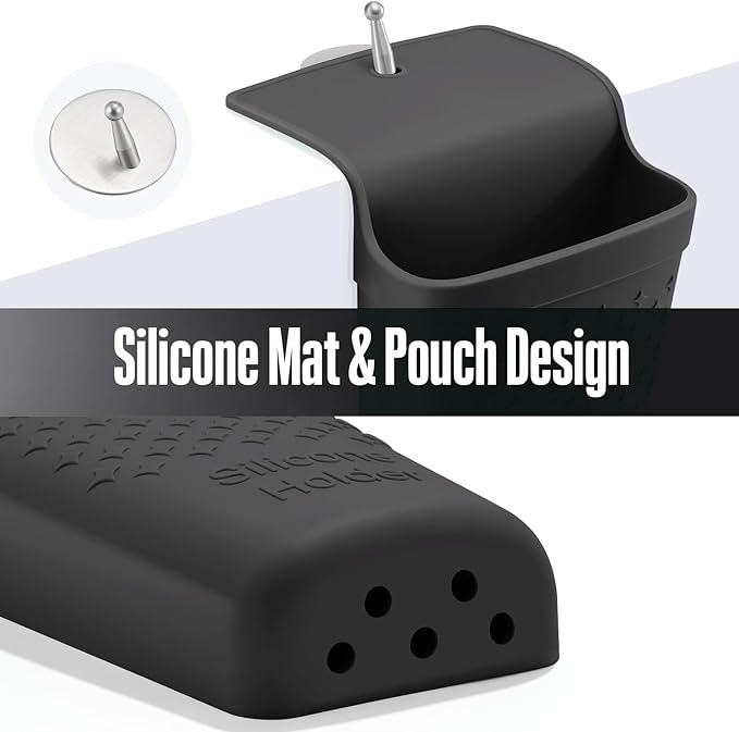 Heat Resistant Silicone Hair Iron Mat and Pouch,Portable Travel Hair Straightener Mat and Holder for Hair Styling Tools.1 Pack.(Black)