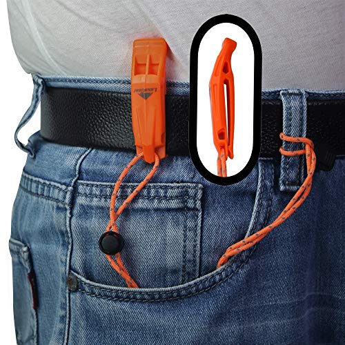 Emergency Whistles with Lanyard Safety Whistle Survival Shrill Loud Blast for Kayak Life Vest Jacket Boating Fishing Boat Camping Hiking Hunting Rescue Signaling Kids Lifeguard Plastic 2 Pack (Orange)