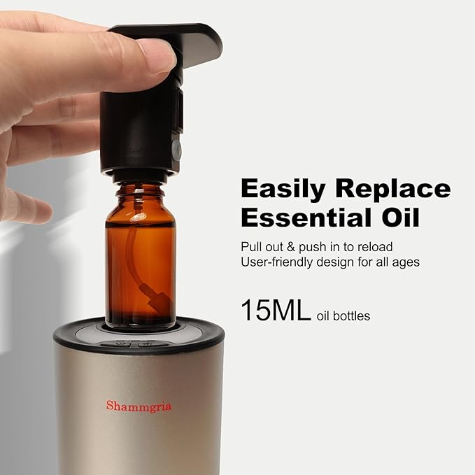 Air Oil Diffuser for Home Waterless Essential Oil Diffuser, Rechargeable USB Aromatherapy Scent Diffuser with LED Lights, Home Fragrance Diffuser for Room, Studio, Office, Bedroom-Champagne