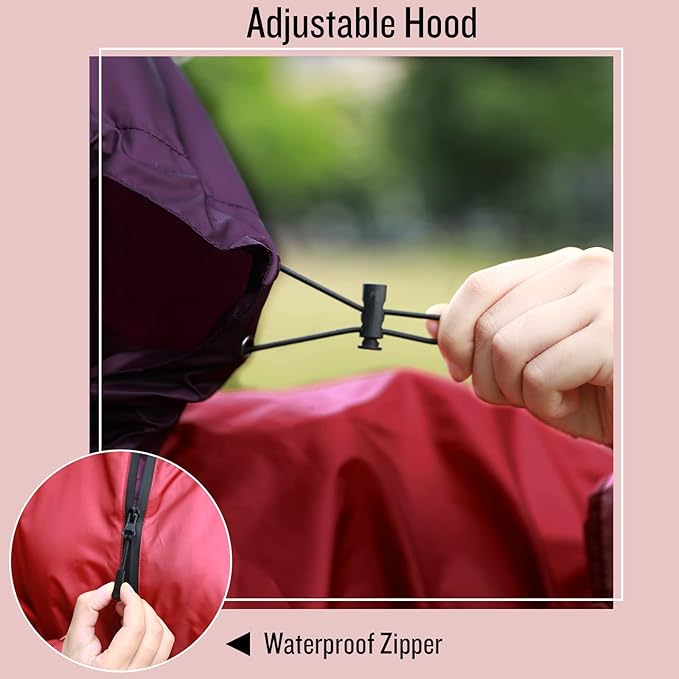 SaphiRose Rain Poncho Jacket Coat Hooded - Image 3