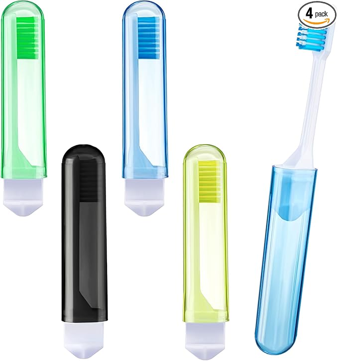Patelai 4 Pcs Travel Toothbrush Set, Soft Bristle Mini Foldable Tooth Brush by Patelai