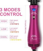 Aima Beauty One Step Hair Dryer & Volumizing Hot Air Brush, Ceramic Straightener Brush, Curler & Hot Comb 4 in 1 Salon Ionic Hair Brush, Rose Pink