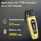 KEMEI 90-4 Professional Hair Clippers for Men, 11500 RPM Barber Clippers with LED Display, Cordless Hair Trimmer with DLC Blade & Charging Base, 2000 mAh Hair Clipper for Barbers Haircut Kit