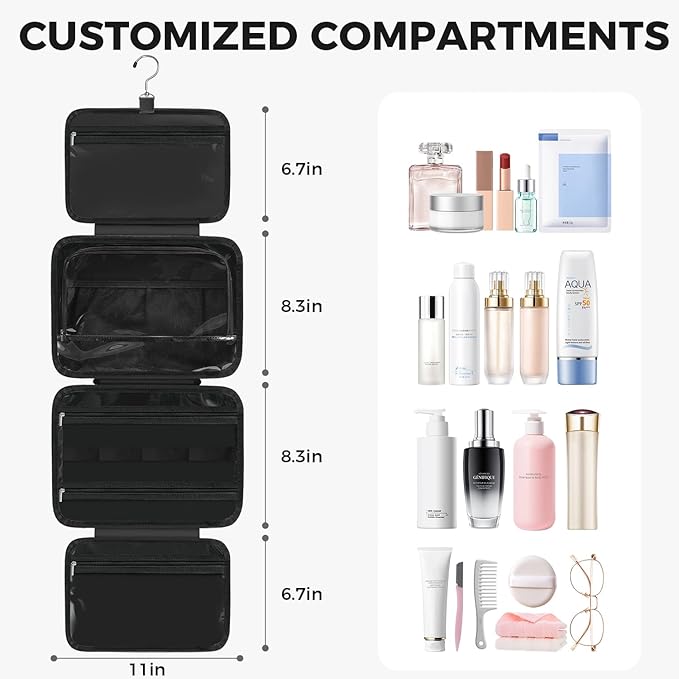 Toiletry Bag For women, Portable Hanging Organizer, 4 Leakproof Compartment for - Image 2