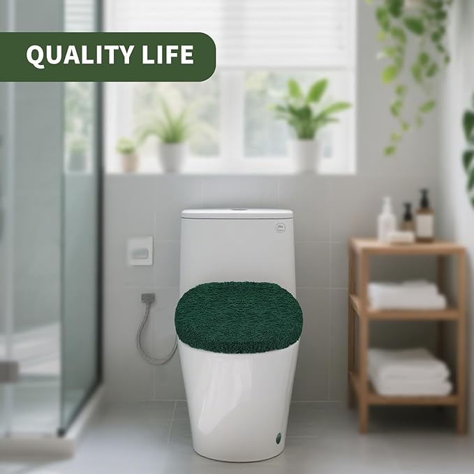 Microfiber Elongated Toilet Seat Cover 19.5"x 15" Machine Washable Solid Toilet - Image 5