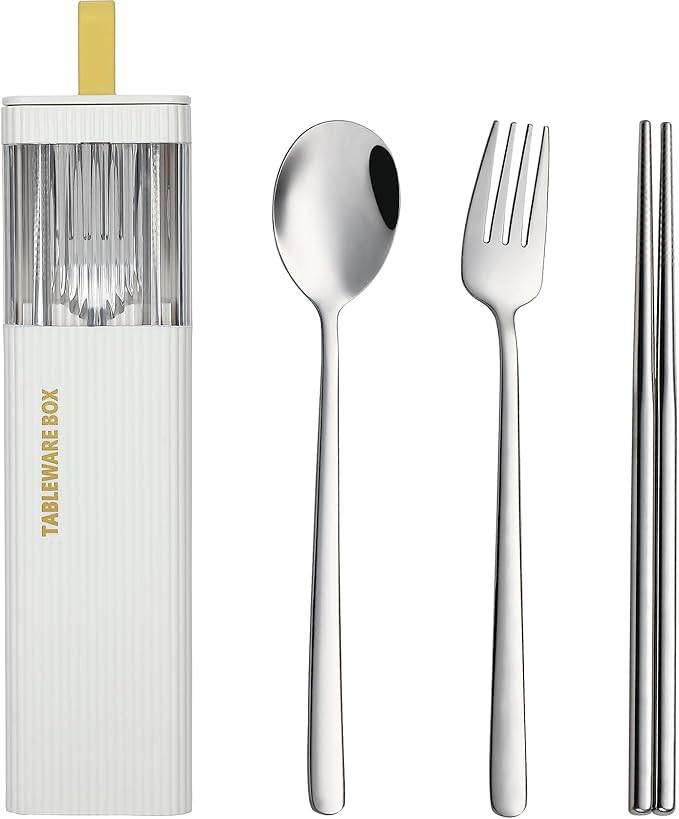 DEVICO Travel Utensils with Case, Stainless Steel Reusable Camping Silverware by DEVICO