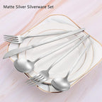 Matte Silverware Set, VANVRO 40-Piece Stainless Steel Flatware Set, Satin - Image 3