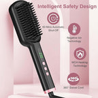 Hair Straightener Brush - SIQUER Ionic Hair Straightening Brush with 13 Temps LCD Display 45s Fast Heating 60mins Auto-Off Anti-Scald Ceramic Hair Straightener Comb for Home Salon, Black