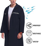 Mens Long Hooded Safety Rain Jacket Waterproof Emergency Raincoat Poncho - Image 5