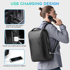 BANGE Black Genuine Leather Laptop Backpack - Image 6
