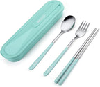 Travel cutlery set, 18/8 stainless steel cutlery, Reusable utensils set by inkuleer