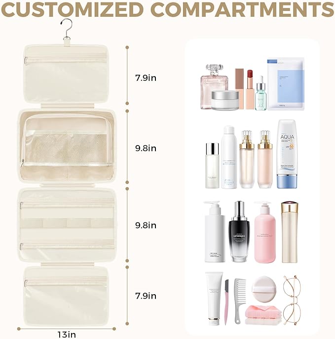 Toiletry Bag For women, Portable Hanging Organizer, 4 Leakproof Compartment for - Image 2