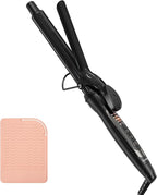 1 Inch Curling Iron, 5 Temperature Settings, Professional Spring Hair Iron for All Hair Types, Max 430℉ with Heat Resistant Mat (1 Inch Black)