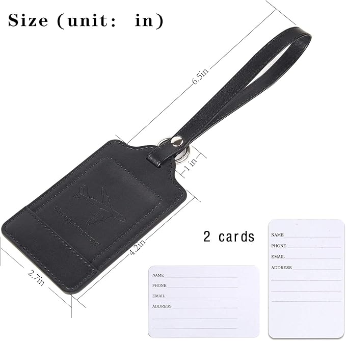 Teskyer Luggage Tags, 3 Pack Premium PU Leather Luggage Tags Privacy Protection - Image 6