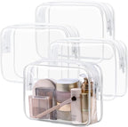 PACKISM Clear Makeup Bags, 4 Pack Quart Size Travel Bag TSA Approved Clear by Packism