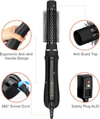 4-in-1 Hot Air Brush, Ionic Hair Dryer Brush with 2 Speeds & 2 Heat Settings, 1000W Fast Styling for Frizz-Free Shine, Blowout Straightener Curler for Salon Volumized Hair