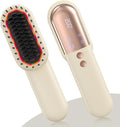 Cordless Hair Straightener Brush Minor Hair Straightening Brush Portable Travel Tool LCD Display Rechargeable Lightweight Anti-Scald Heated Styling Appliances for Effortless Sleek Hair (White)