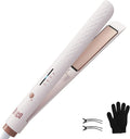 Quico Hair Straightener, 110-240V Global Travel Hair Straighteners for Women, 15s Fast Heating, Professional Negative Ion Flat Iron, Temp Memory, 320℉-450℉, Auto-Off, with Glove and Clips, Gift, Pink