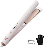 Quico Hair Straightener, 110-240V Global Travel Hair Straighteners for Women, 15s Fast Heating, Professional Negative Ion Flat Iron, Temp Memory, 320℉-450℉, Auto-Off, with Glove and Clips, Gift, Pink