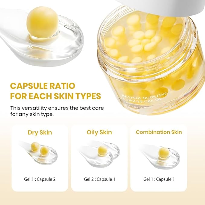 KOEC Deep Collagen Retinol Boosting Capsule Cream,Golden Capsule Face & Neck Moisturizer with Hyaluronic Acid for Firming & Hydratng & Smoothing,Anti Aging Day & Night Cream for All Skin 1.76 fl.oz