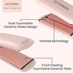 Fashion Pink Infrared 2 Inch Hair Straightener,2 Inch Wide Professional Ceramic Tourmaline Flat Iron with Big Temp Display,140F-450F Degree,Dual Voltage