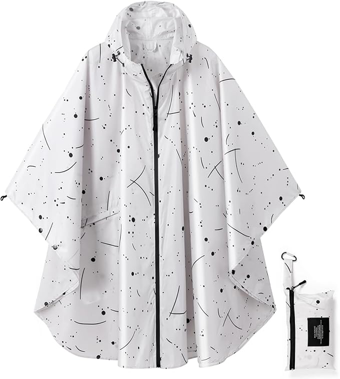 Rain Poncho Jacket Coat Hooded Zipper Style by salamra