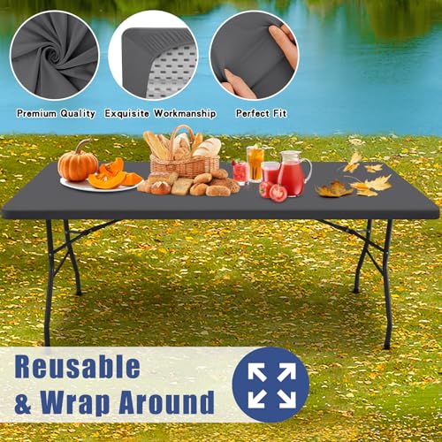 2 Pack Rectangle Spandex Fitted Table Cloth (Dark Grey / 72" x 30" (Rectangular))