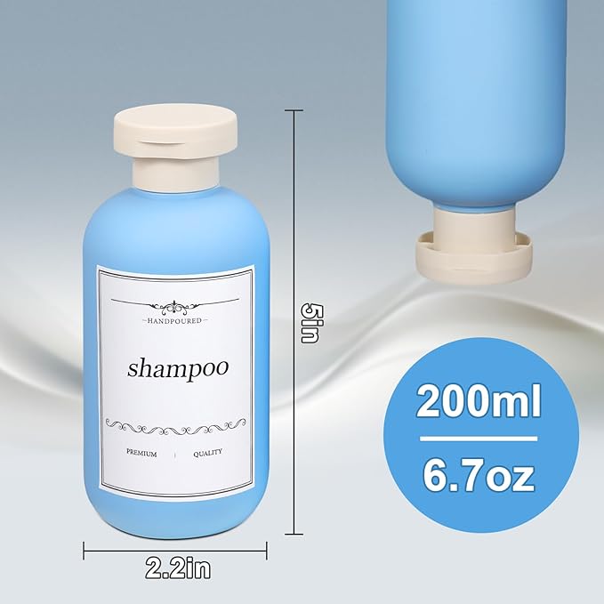 ASEVAT 6.7oz Sealed Plastic Travel Shampoo Bottles, Empty Travel Shampoo and - Image 6