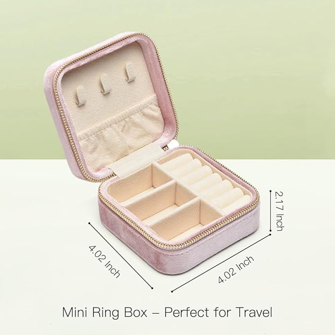 TAIMY Plush Velvet Travel Jewelry Box, Small Travel Jewelry Case, Portable Mini - Image 3
