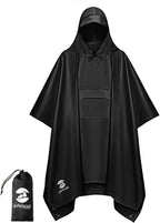 SaphiRose Extra Thick Hooded Rain Poncho Double Layer Waterproof Raincoat Jacket by SaphiRose