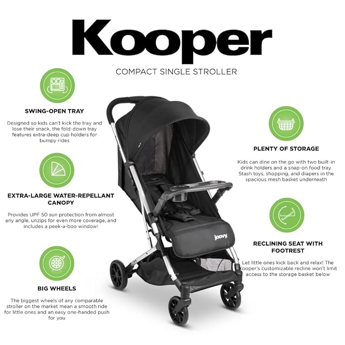 Joovy Kooper Lightweight Baby Stroller Featuring Removable, Swing-Open Tray - Image 4