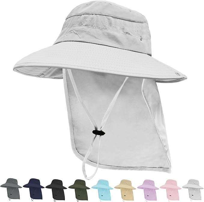 Sun Hats for Men Women, UPF50+ Protection Safari Hat, Wide Brim Fishing Hat by Rosoz