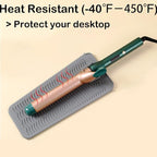 Heat Resistant Silicone Mat with Hanging Hole, Straightener Heat Resistant Travel Mat & Pouch for Curling Iron, Flat Iron and Other Hot Hair Styling Tools, 11 x 5 in, Gray