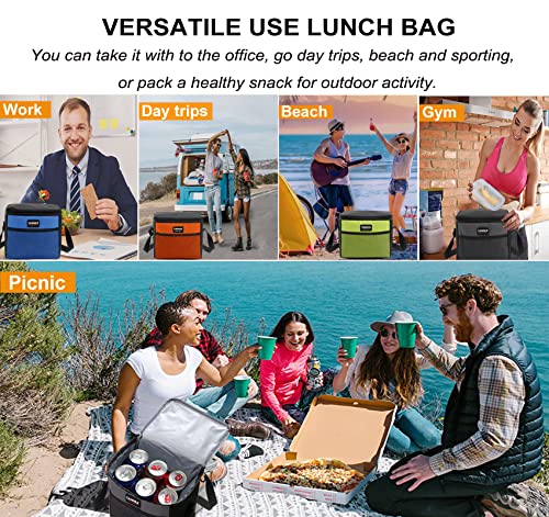 6 Can 5L Lunch Bag for Women Men Portable Lunch Box Small Cooler Bag Soft Collapsible Reusable Insulated Lunch Tote for Everyday Work Travel (Green)