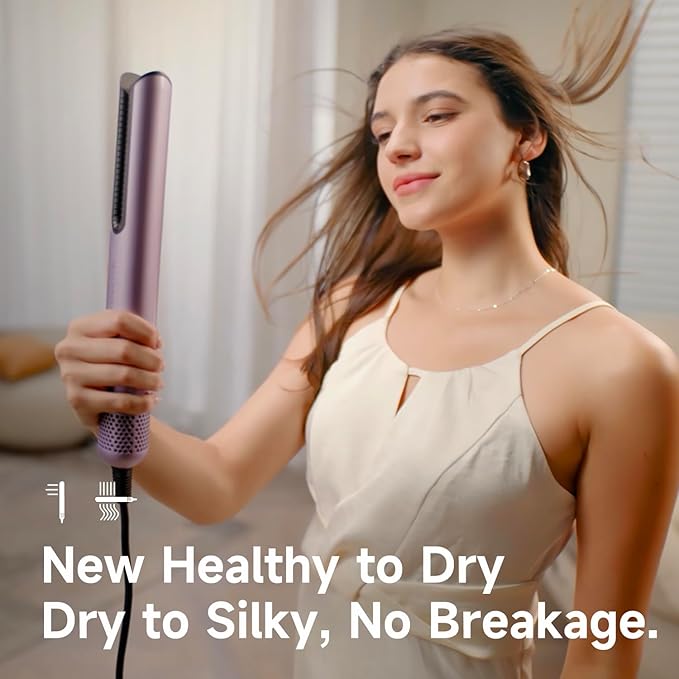 JELLYFISH Air Gap Dryer, Blow Dryer Brush Alternative for Long Hair, Clamp-Free Blowout Styler, Hair Dryer Brush–Inspired Design, Gentle Blow Dry,Air Styling for Healthy Smooth Blowouts,Types 1A–2A