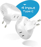 Ceptics European Travel Plug Adapter Europe Power Adaptor Charger 4 Input - Image 2