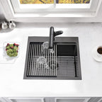 21 Inch Drop In Bar Sink- Bokaiya 21x20 Black Stainless Steel Drop In Wet Bar - Image 4