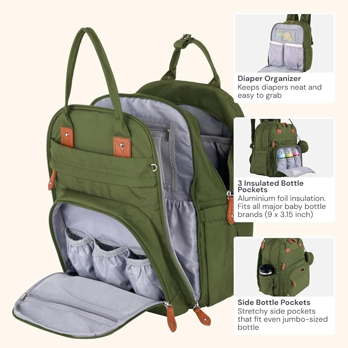 BabbleRoo Extra Large Diaper Bag Backpack, Expandable Baby Bag - Image 4