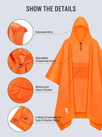 SaphiRose Extra Thick Hooded Rain Poncho Double Layer Waterproof Raincoat Jacket - Image 4