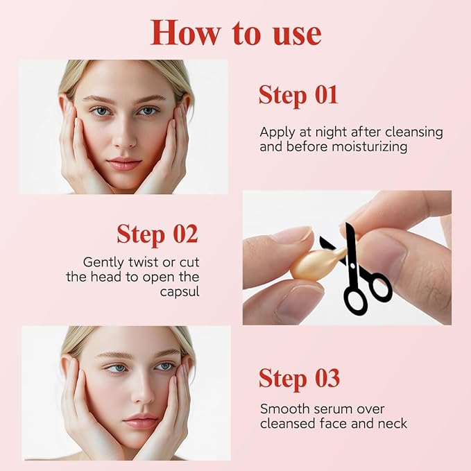 HKH Retinol Serum Capsules for Face: 48 Caps Anti-Aging Wrinkle Skincare Night Serum - Vitamin A & E Facial Oil for Women - Firming Smoothing & Skin Hydration & Moisturization - Travel-Friendly