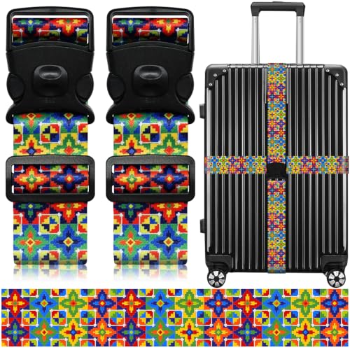 Luggage Straps for Suitcases (Green Print)