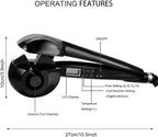 Hann Hair Curler, LCD Pro Salon Automatic Ceramic Roller Wave Machine Styler, Black, 1 Count (Pack of 1)