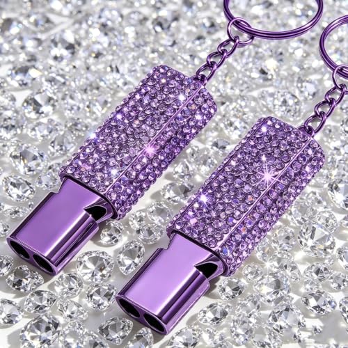 Three Tube Whistle Aluminum Alloy Survival Whistle for Outdoor Needs Sports Referee Emergency (Pure purple2pcs)