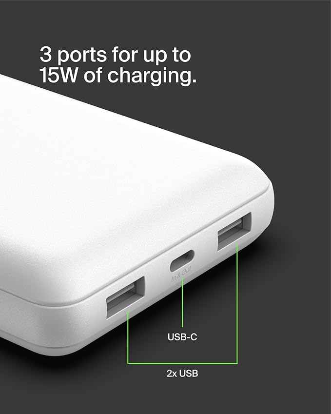 Belkin Portable Charger, USB C Power Bank 20000 mAh w/ 1xUSB-C Port & 2xUSB-A - Image 9