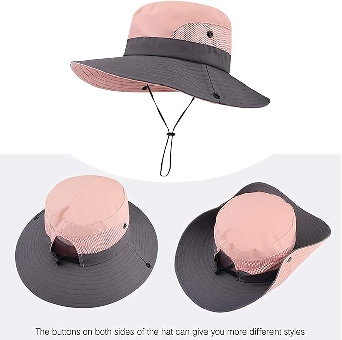 ZOORON Women's Ponytail Safari Sun Hat, Wide Brim UV Protection Outdoor Bucket - Image 6