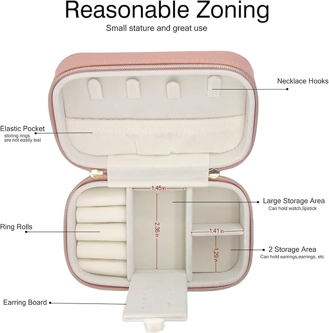 Travel Jewelry Case Bulk Of 2 For Women Weekend, PU Leather Compact Jewelry - Image 2
